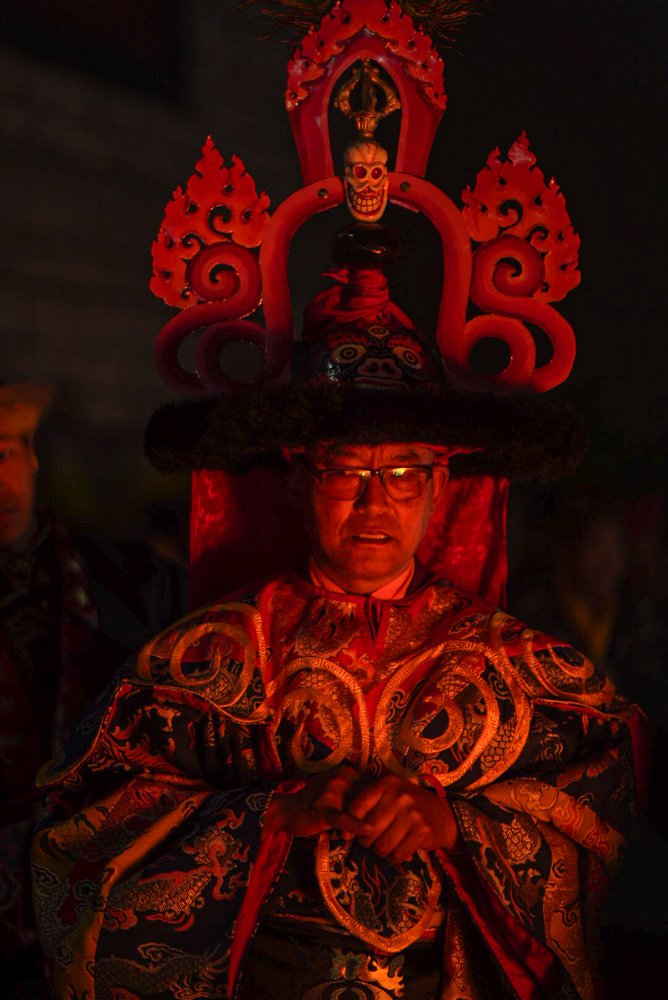 A lama in ceremonial robes